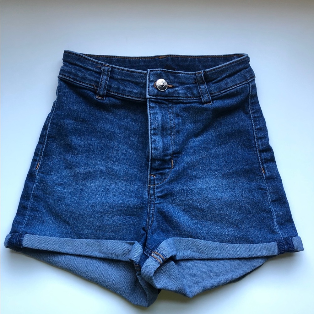 H&M high rise jean shorts